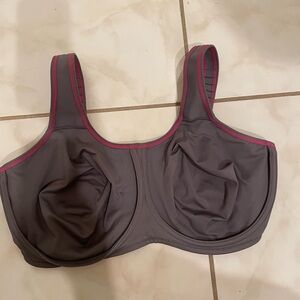 Wacoal Underwire Sports Bra Gray Pink Trim Size 38G